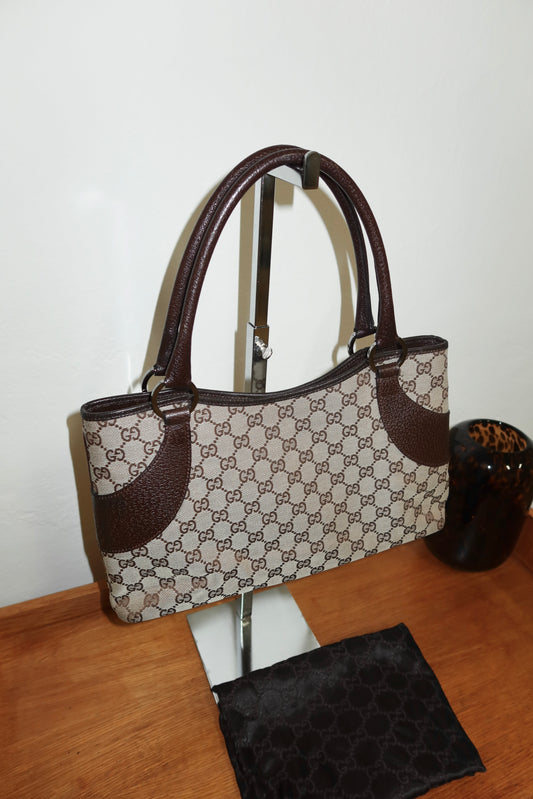 GUCCI GG SHOULDER TOTE BAG DARK BROWN