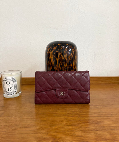 CHANEL CAVIAR LONG WALLET BURGUNDY
