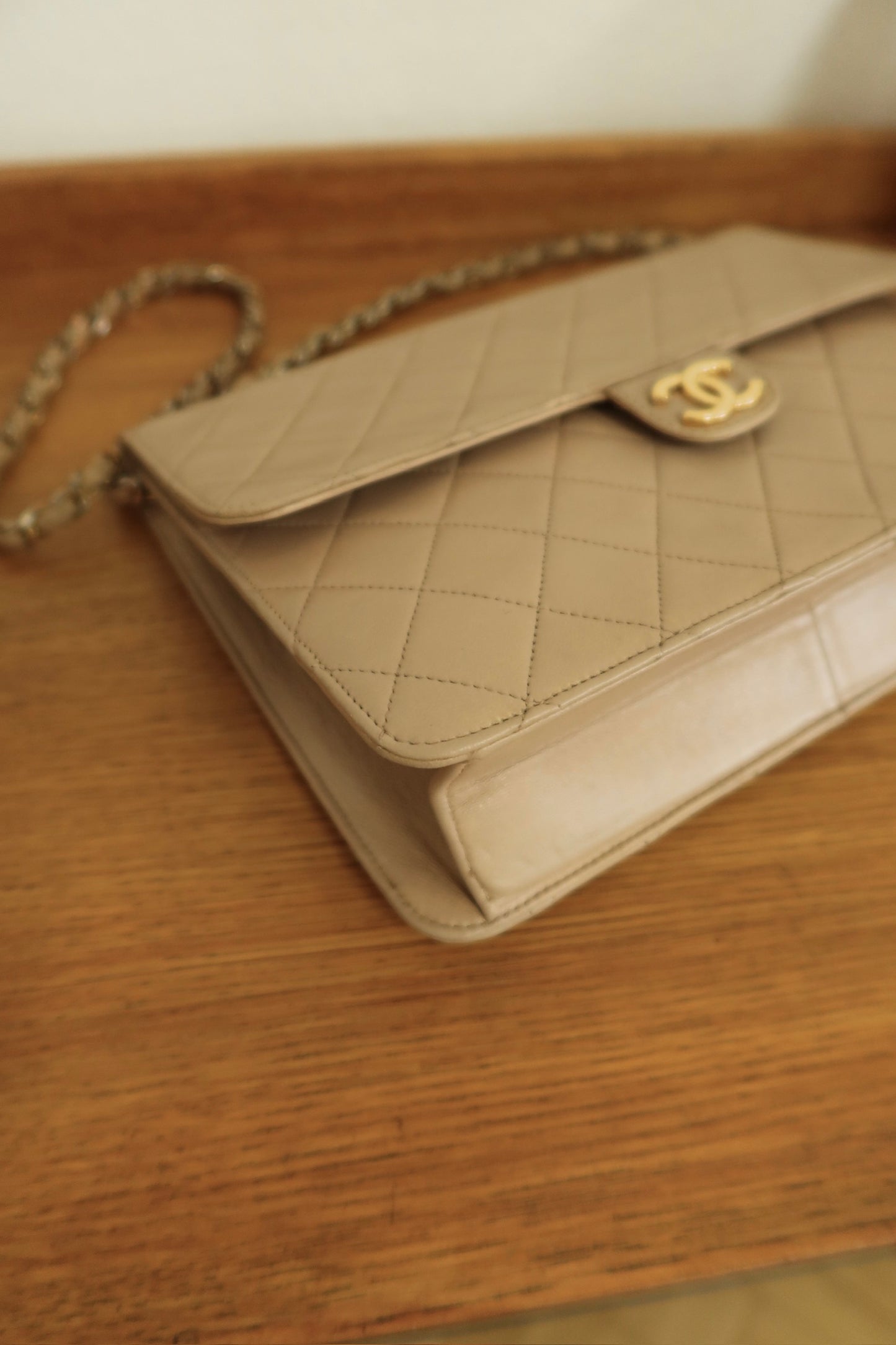 CHANEL MOCHA LAMBSKIN SINGLE FLAP BAG