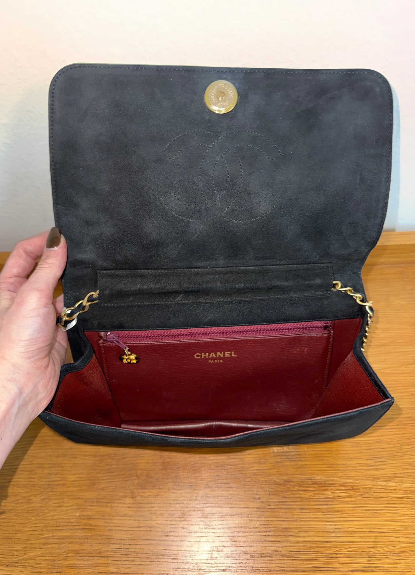 CHANEL SUEDE FULL FLAP BLACK