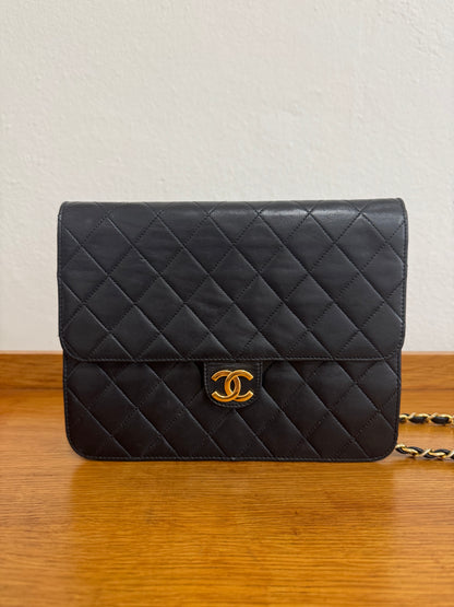 CHANEL LAMBSKIN SINGLE FLAP BAG & BOX & ENTRUPY