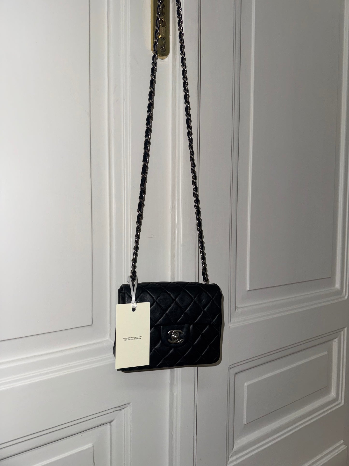 CHANEL SILVER HW RECTANGULAR FLAP BAG