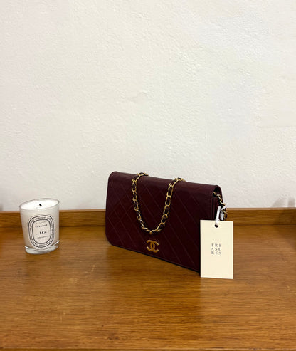 CHANEL FULL FLAP LAMBSKIN BURGUNDY