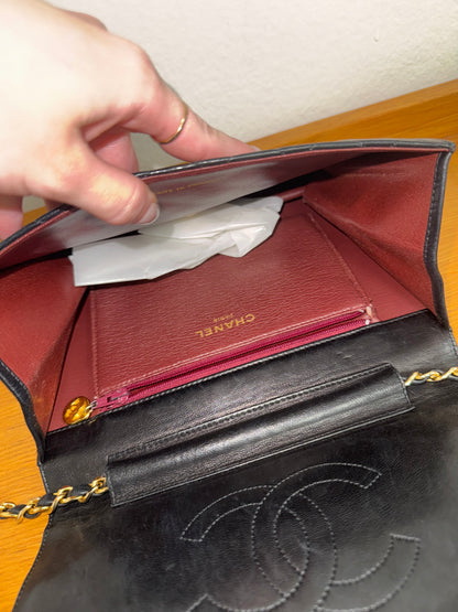 CHANEL LAMBSKIN SINGLE FLAP BAG & BOX & ENTRUPY