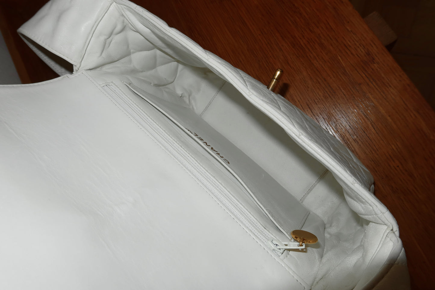 CHANEL MATELASSE FLAP BAG TWIST LOCK WIDE STRAP CREAM