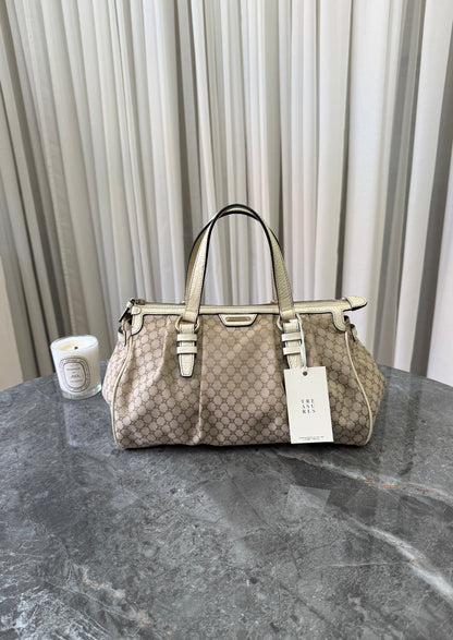 CELINE MACADAM CANVAS HANDBAG
