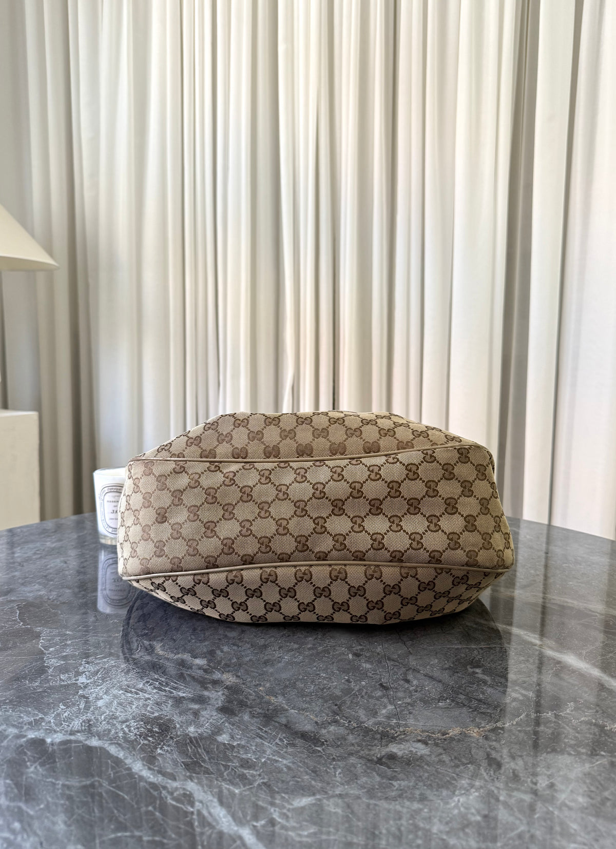 Gucci Abbey GG Canvas Bag Beige Gold HW