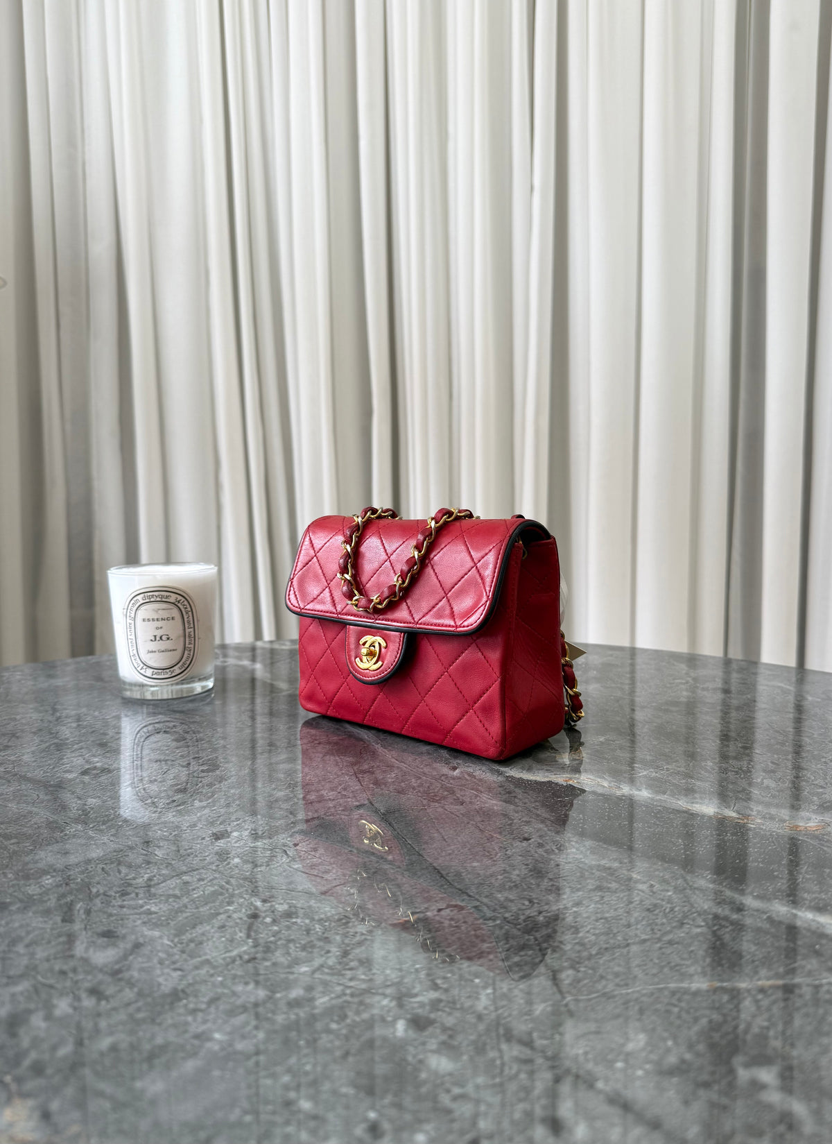 Chanel Red Timeless Classic Single Flap 17 Lambskin 24K Gold HW