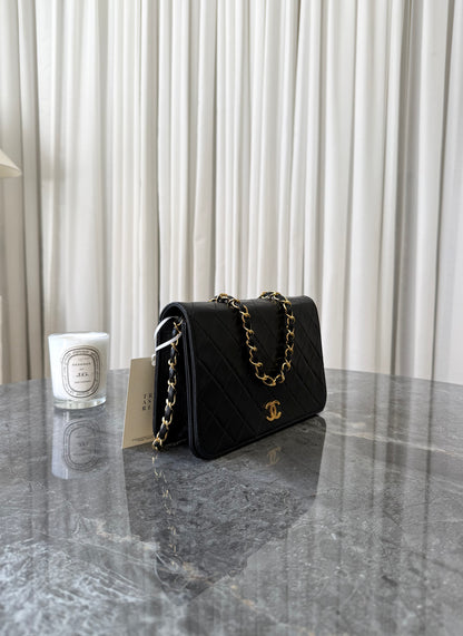Chanel Black Timeless Classic Single Flap Lambskin 24K Gold HW