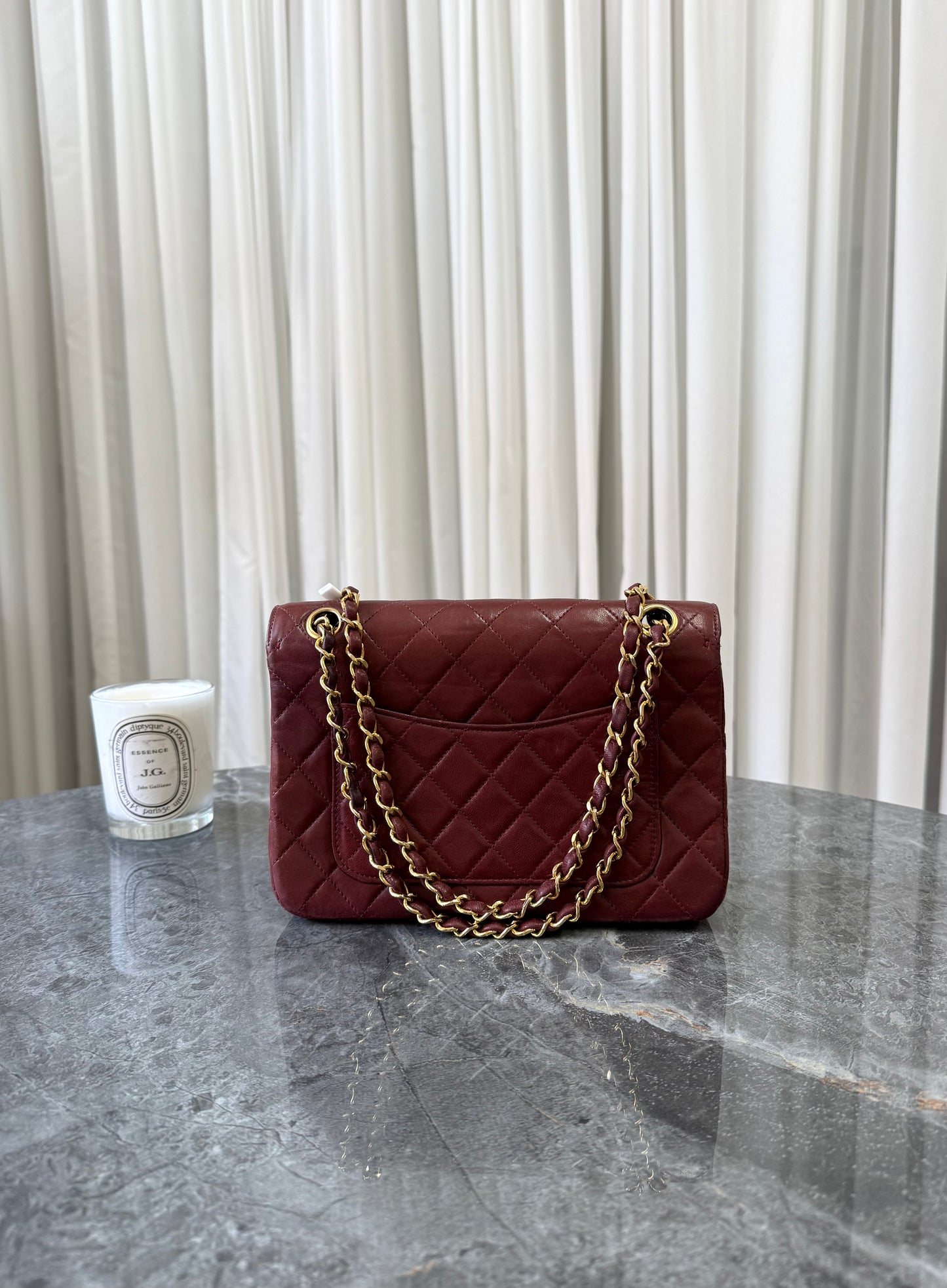 CHANEL FULL FLAP TWIST LOCK 24k GOLD BURGUNDY