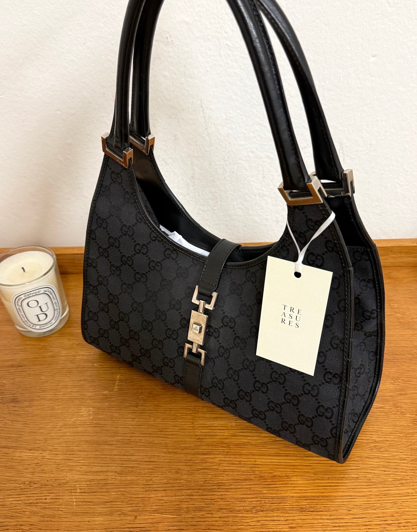 GUCCI JACKIE GG MONOGRAM BLACK BAG