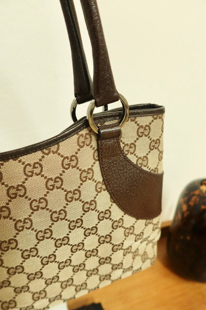 GUCCI GG SHOULDER TOTE BAG DARK BROWN
