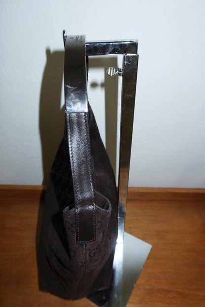 GUCCI GG HOBO BROWN SUEDE SHOULDER BAG