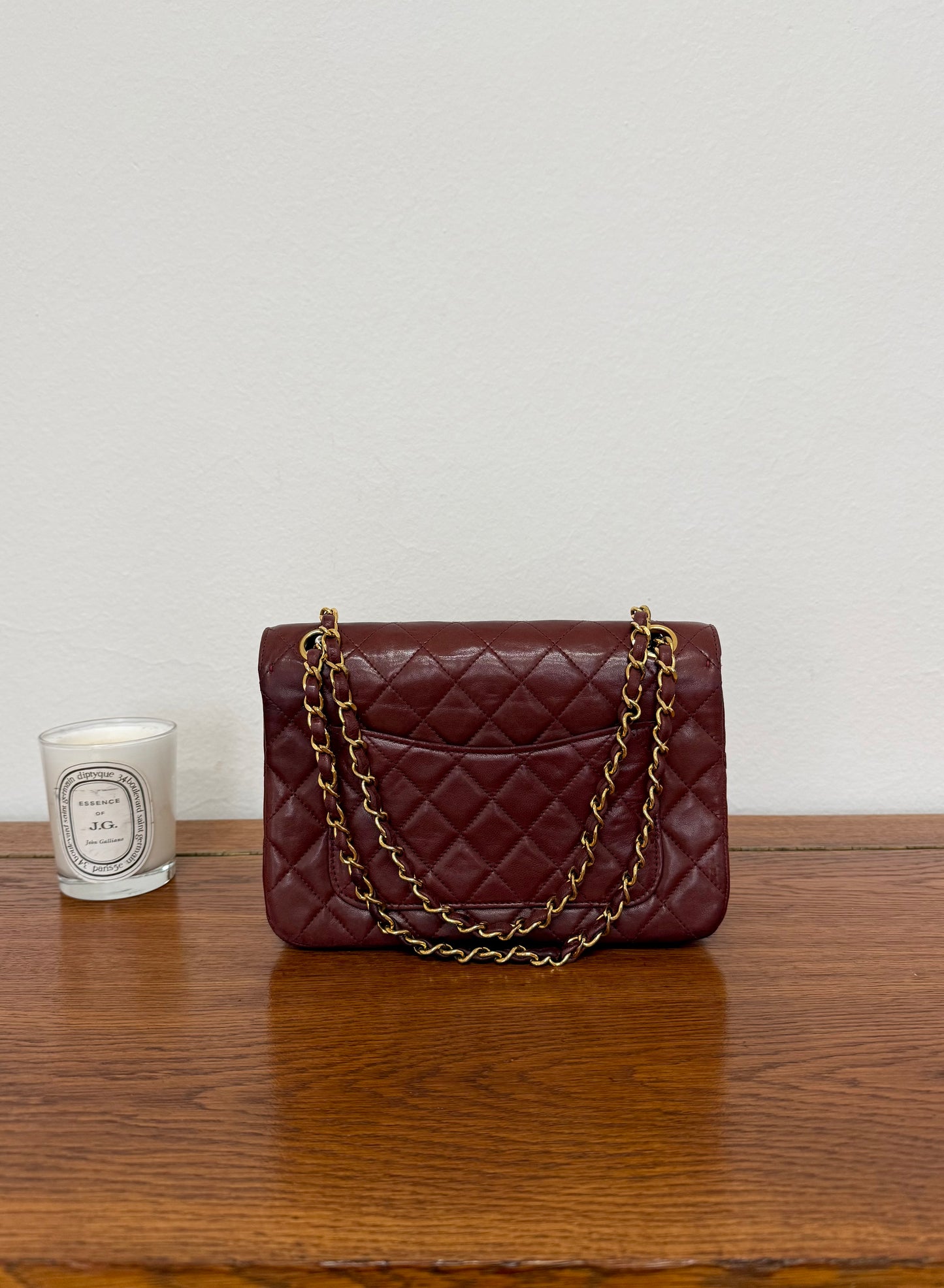 CHANEL FULL FLAP TWIST LOCK 24k GOLD BURGUNDY