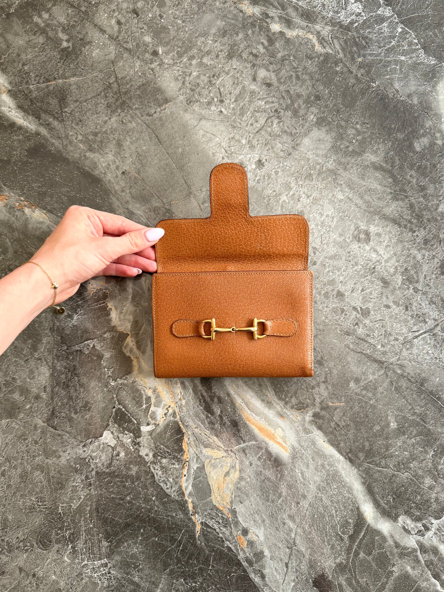 GUCCI HORSEBIT LEATHER WALLET BROWN