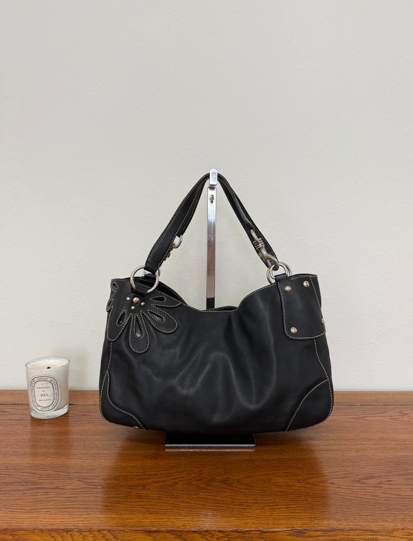 MIU MIU FLOWER SHOULDER BAG ANTRACIT