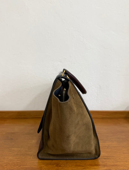 CELINE PHOEBE PHILO TRICOLOR TRAPEZE BURGUNDY NAVY