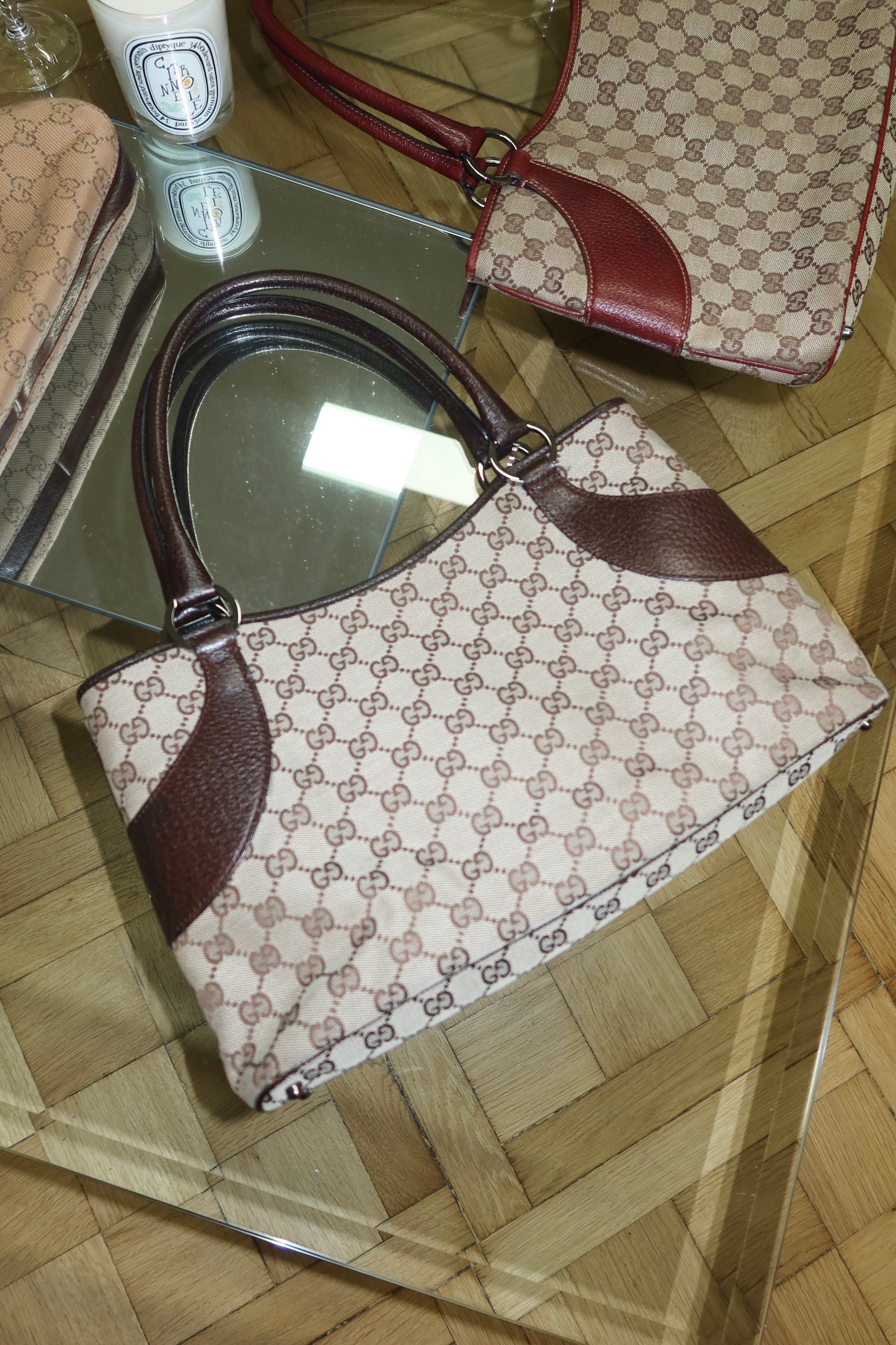 GUCCI GG SHOULDER TOTE BAG DARK BROWN