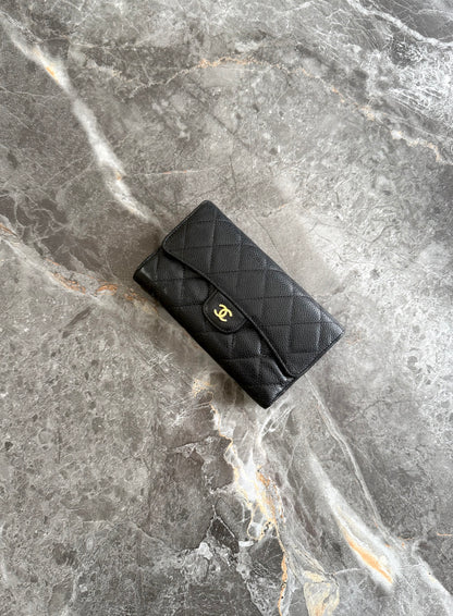 CHANEL CAVIAR TIMELESS CLASSIC WALLET GOLD HW