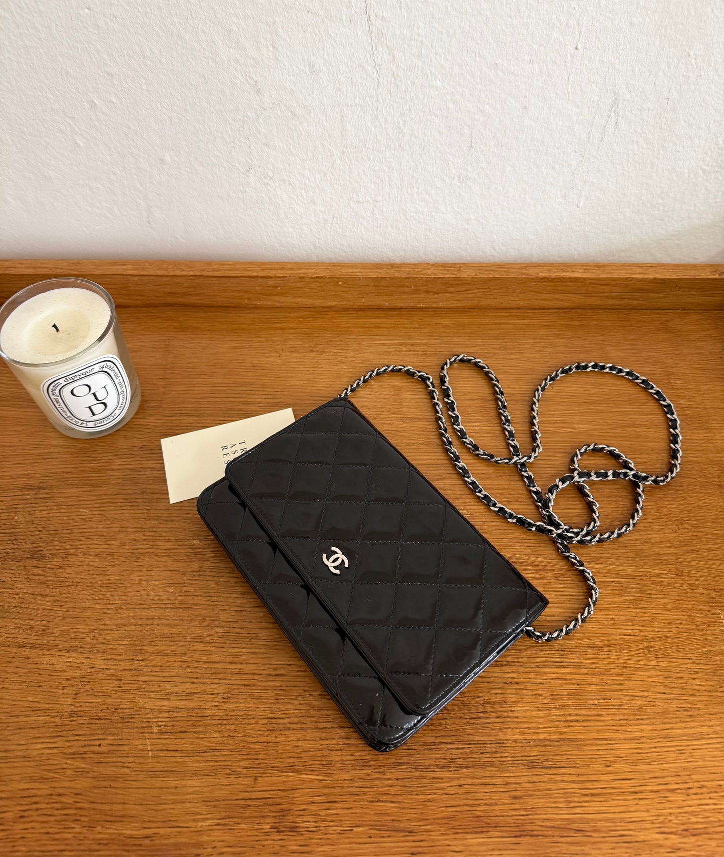 CHANEL PATENT LEATHER WOC BLACK