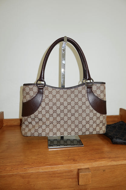 GUCCI GG SHOULDER TOTE BAG DARK BROWN