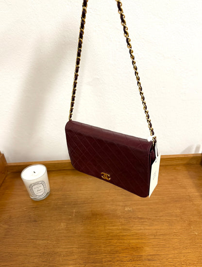 CHANEL FULL FLAP LAMBSKIN BURGUNDY