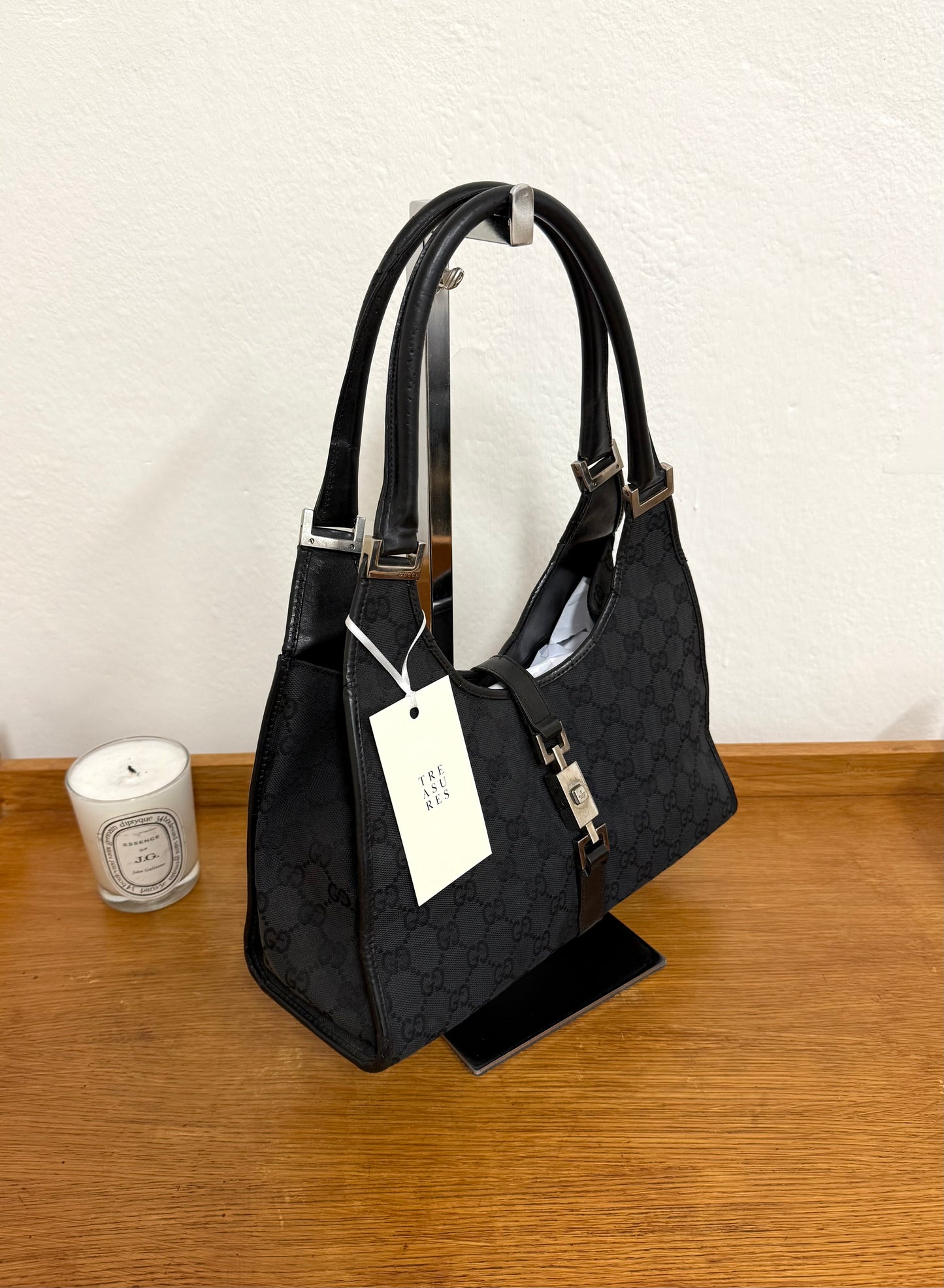 GUCCI JACKIE GG MONOGRAM BLACK BAG