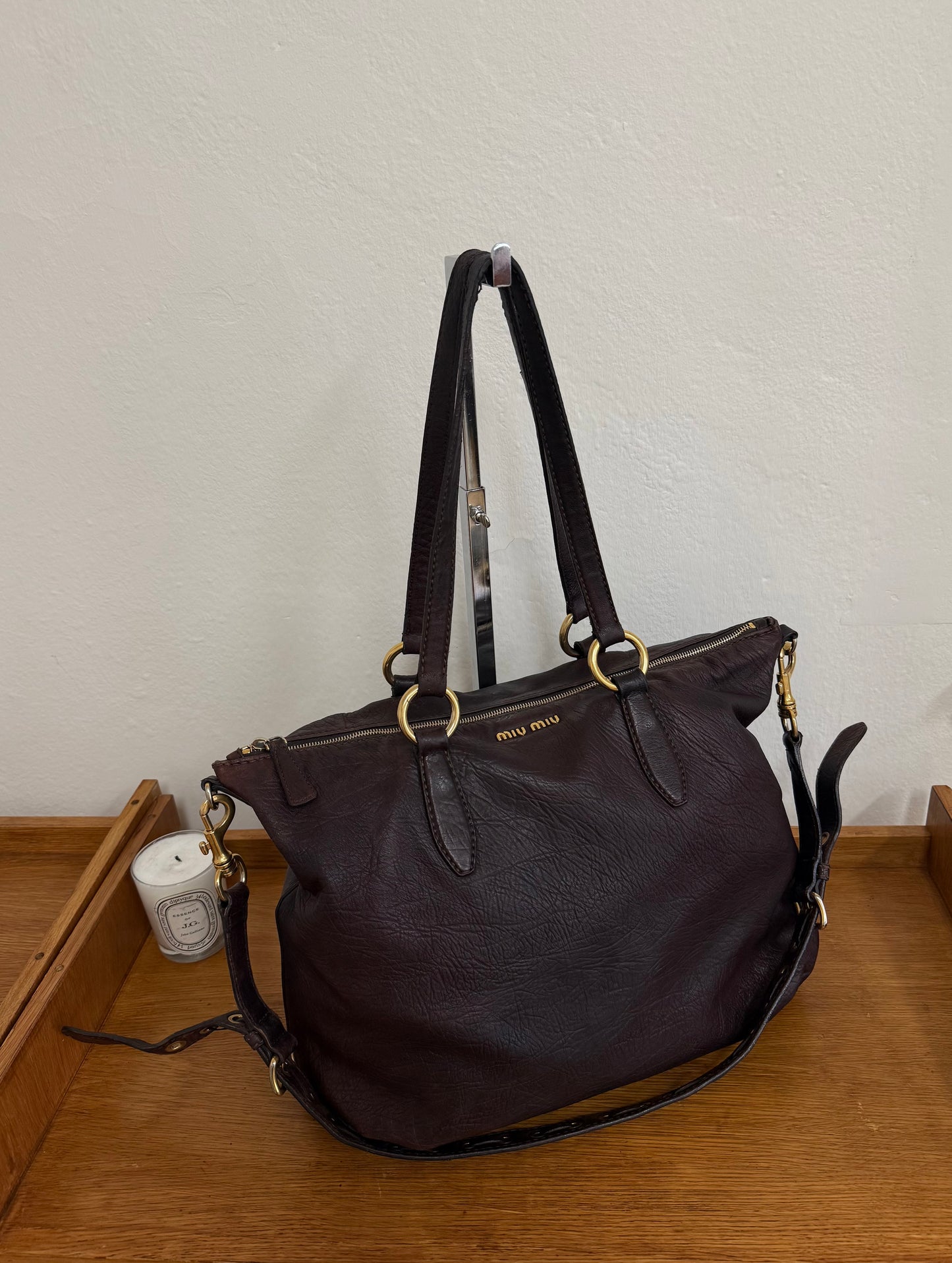 MIU MIU VITELLO SHOULDER BAG BROWN