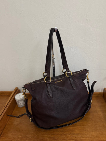 MIU MIU VITELLO SHOULDER BAG BROWN