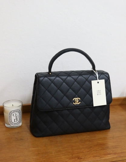 CHANEL MATELASSE CAVIAR KELLY BLACK 24K GOLD HW