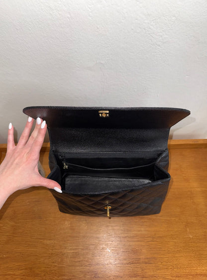 CHANEL MATELASSE CAVIAR KELLY BLACK 24K GOLD HW
