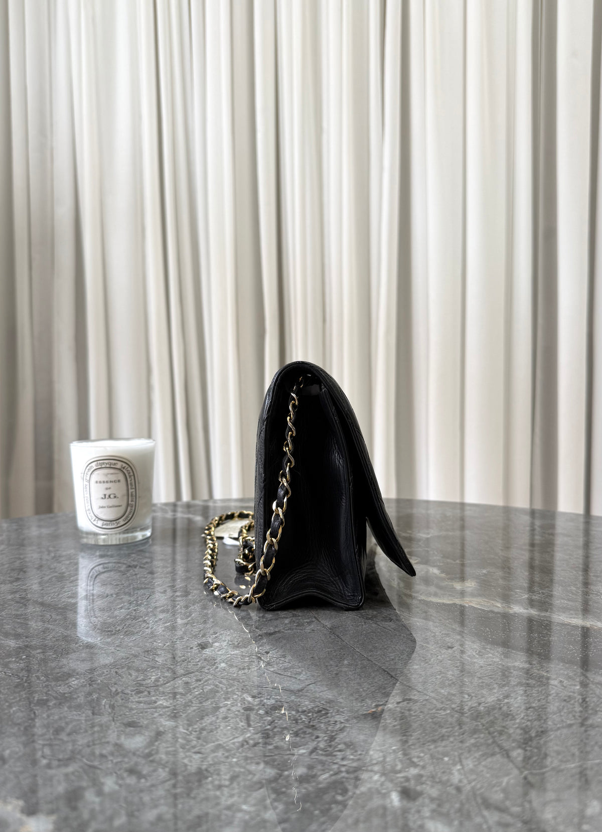 Chanel Single Flap Twist Lock Lambskin Black 24K Gold HW