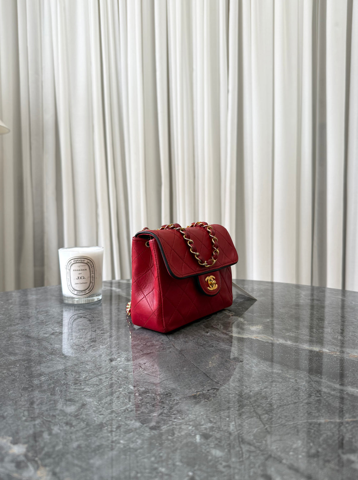 Chanel Red Timeless Classic Single Flap 17 Lambskin 24K Gold HW