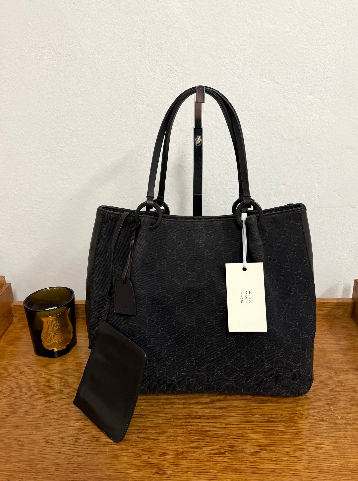 GUCCI GG SHOULDER BAG BLACK & POUCH TOM FORD ERA