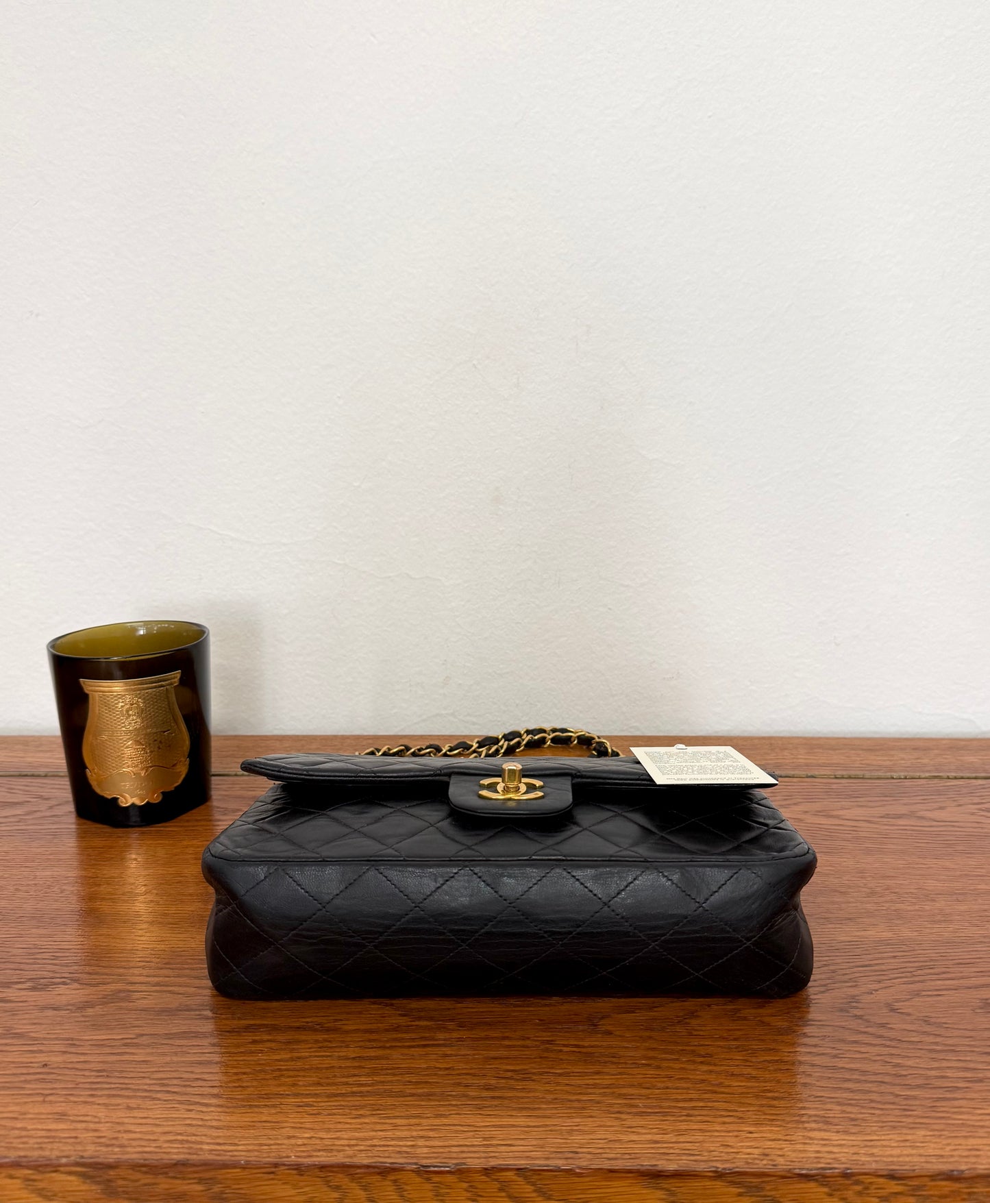 CHANEL TIMELESS CLASSIC DOUBLE FLAP BAG MEDIUM BLACK LAMBSKIN 24K GOLD HW