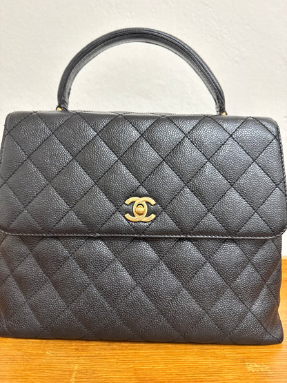CHANEL MATELASSE CAVIAR KELLY BLACK 24K GOLD HW
