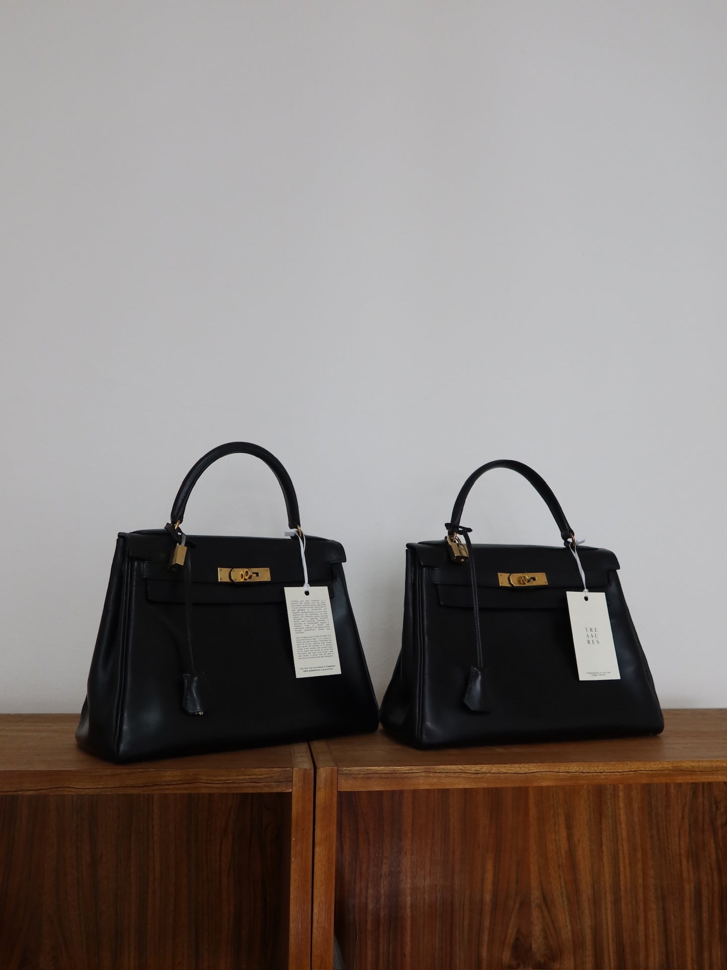 HERMES KELLY 28 BOX CALF BLACK 1965 U stamp