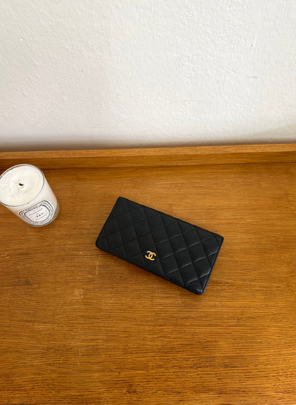 SERIES 21 CHANEL LAMBSKIN LONG WALLET BLACK GOLD