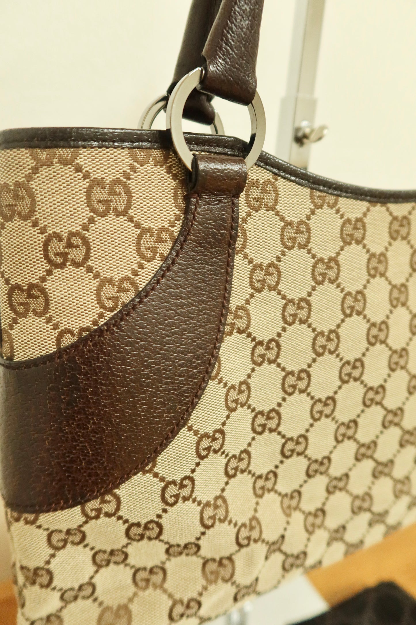 GUCCI GG SHOULDER TOTE BAG DARK BROWN
