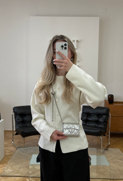 SERIES 22 CHANEL METALLIC SILVER QUILTED WALLET