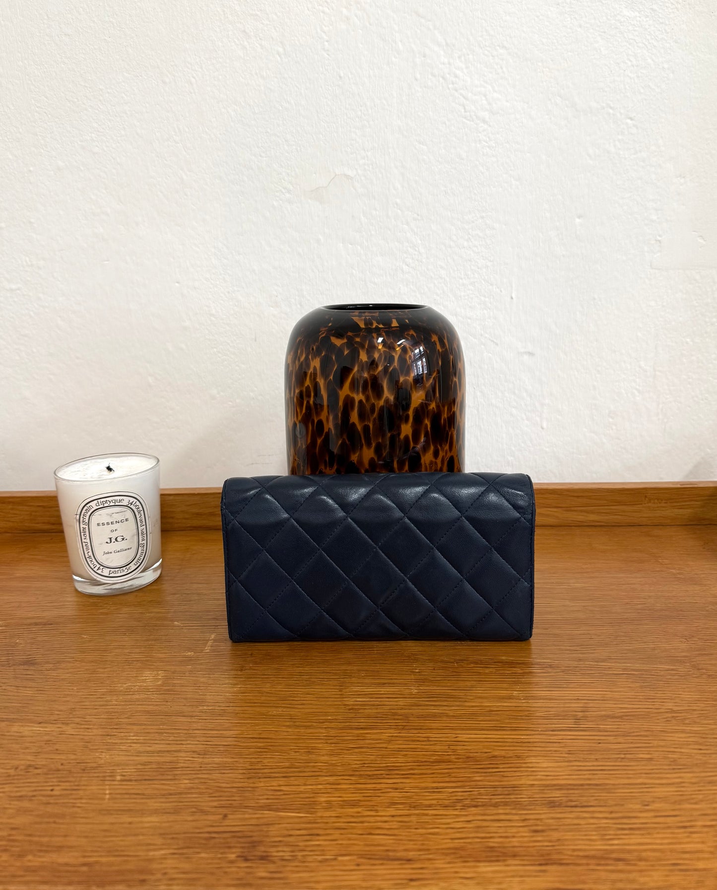 CHANEL CLASSIC LONG WALLET LAMBSKIN SERIES 17 NAVY