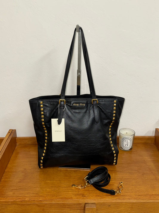 MIU MIU TOTE BAG GOLD HW STUDS