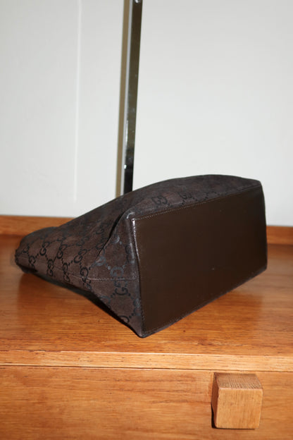 GUCCI GG HOBO BROWN SUEDE SHOULDER BAG