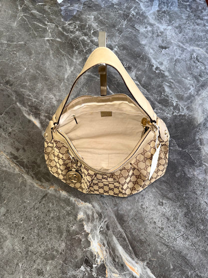 Gucci Abbey GG Canvas Bag Beige Gold HW