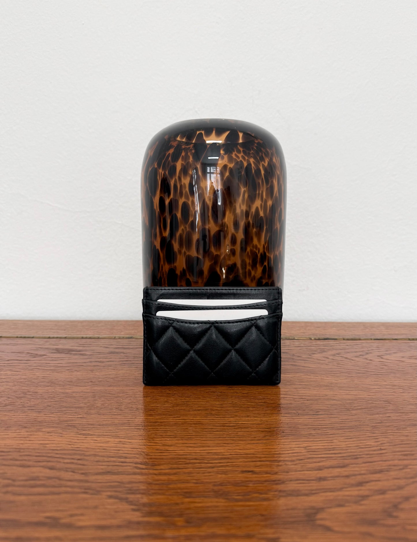 CHANEL CLASSIC QUILTED CARD HOLDER LAMBSKIN BLACK GOLD HW