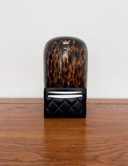 CHANEL CLASSIC QUILTED CARD HOLDER LAMBSKIN BLACK GOLD HW