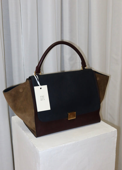 CELINE PHOEBE PHILO TRICOLOR TRAPEZE BURGUNDY NAVY