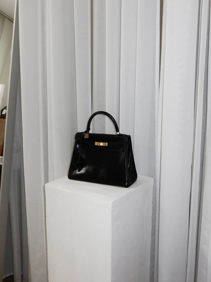 HERMES KELLY 28 BOX CALF BLACK 1959 O stamp