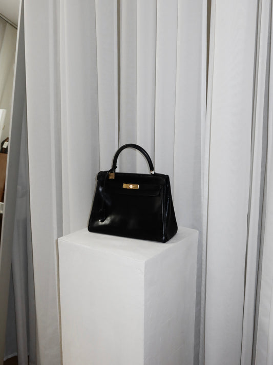 HERMES KELLY 28 BOX CALF BLACK 1959 O stamp