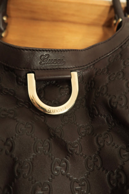 GUCCI GG HOBO ABBEY BAG BURGUNDY GOLD HW